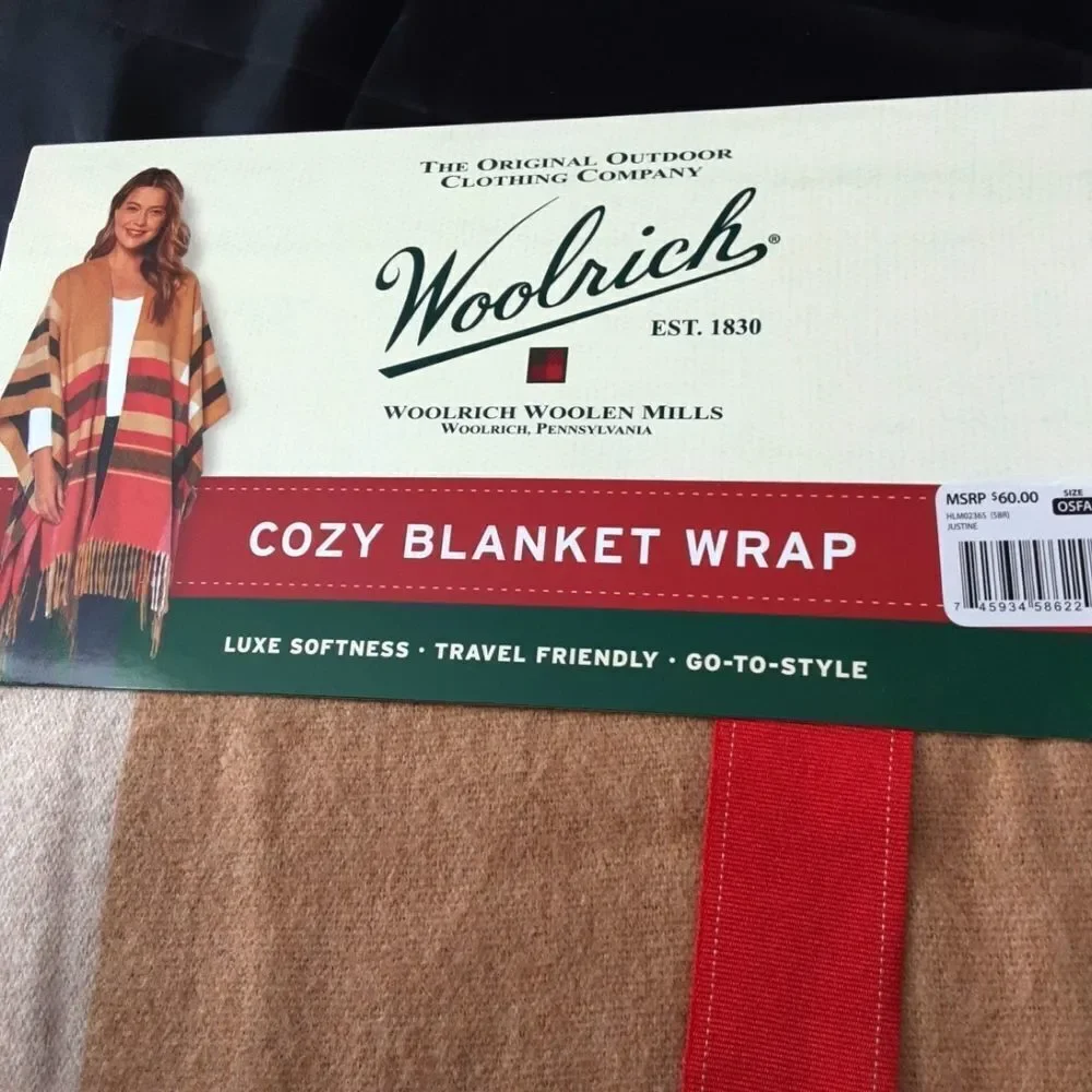Woolrich‎ Blanket Wrap Flannel Rich Earth Tones OSFA NWT